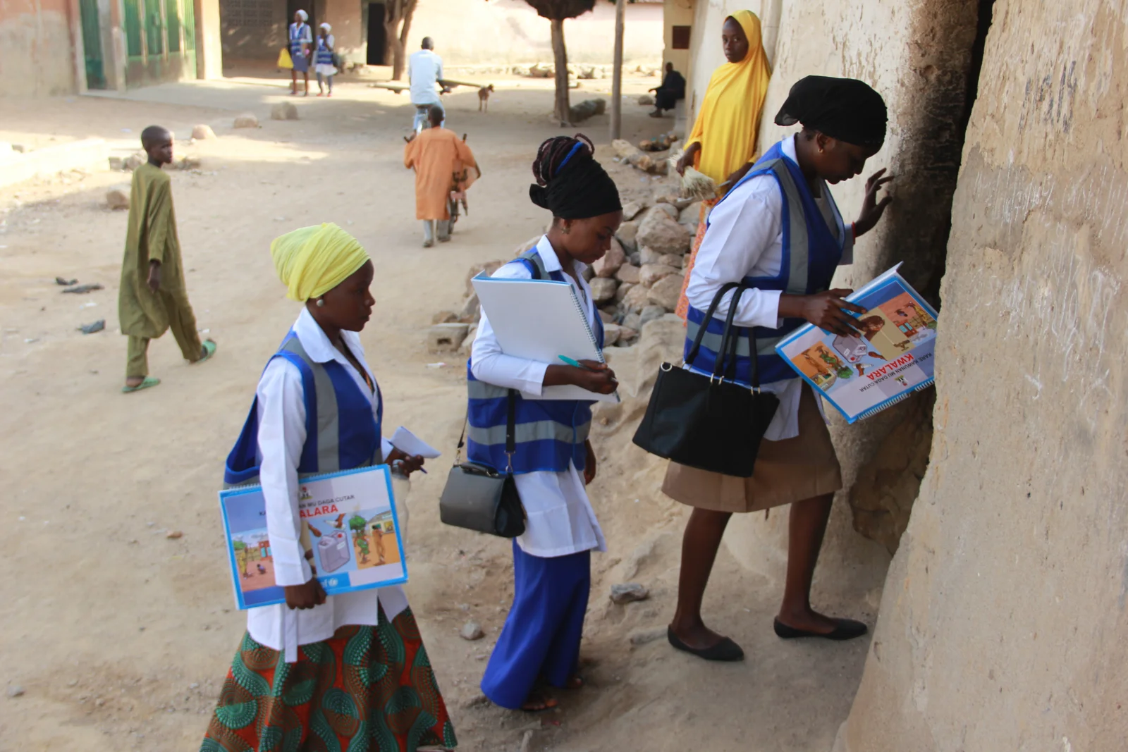 Community health champions visiting households in northern Nigeria